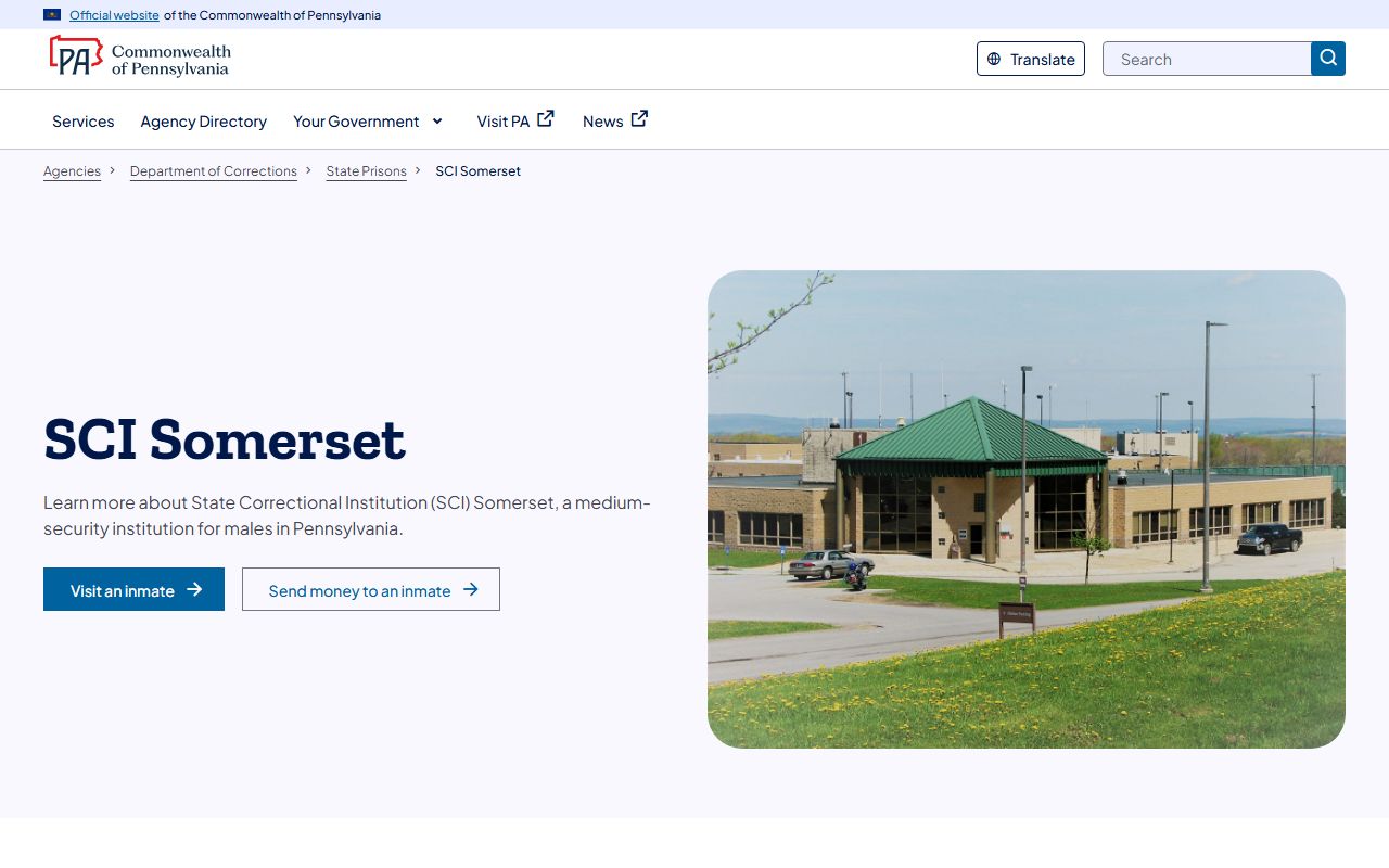 PA DOC SCI Somerset facility page